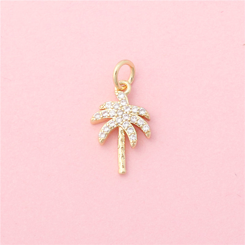 Acessórios de pingentes de amuletos de latão formato de coqueiro 10x14mm 10pcs