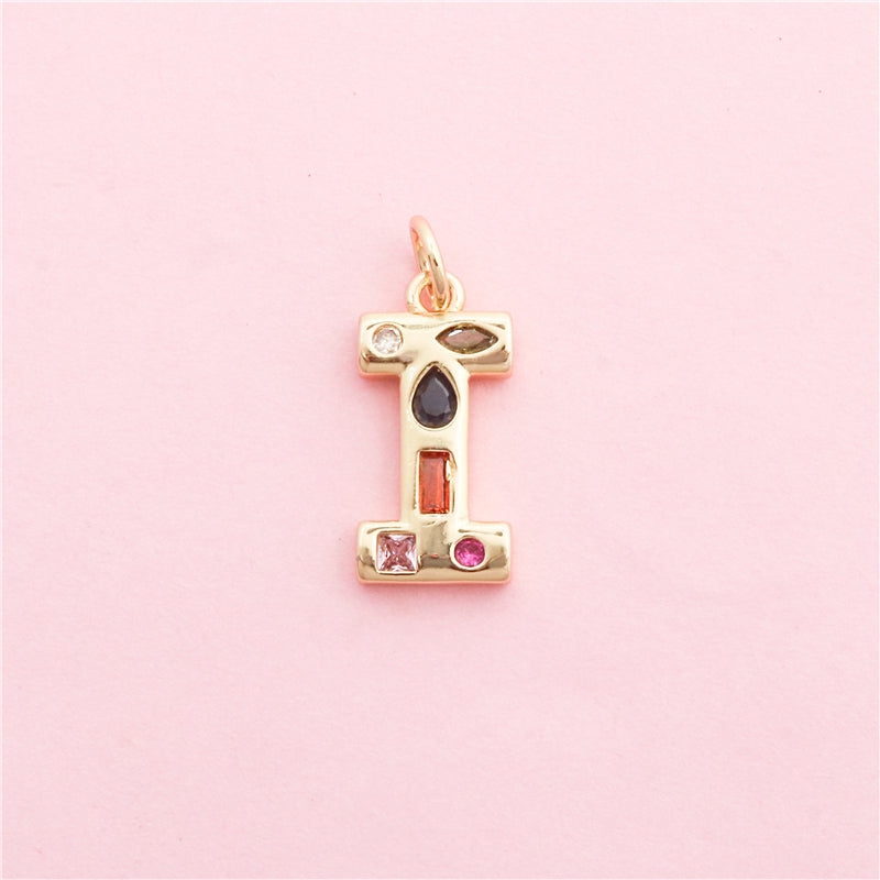 Accesorios para colgantes con dijes de letra I de latón 10x20 mm 10 piezas