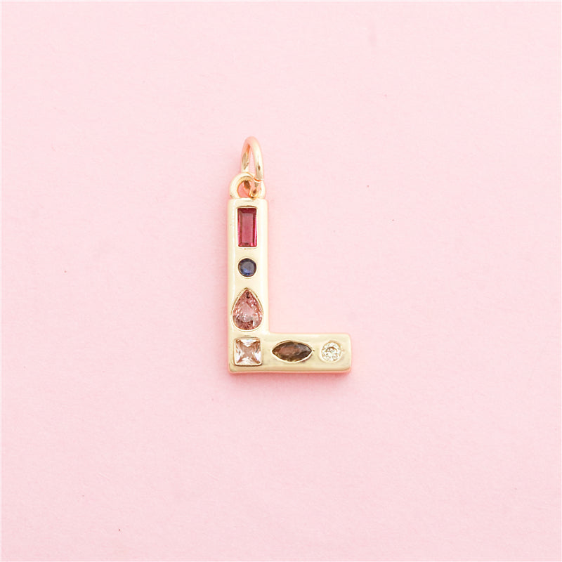 Acessórios de pingentes de encantos de letra L de latão 12x20mm 10pcs