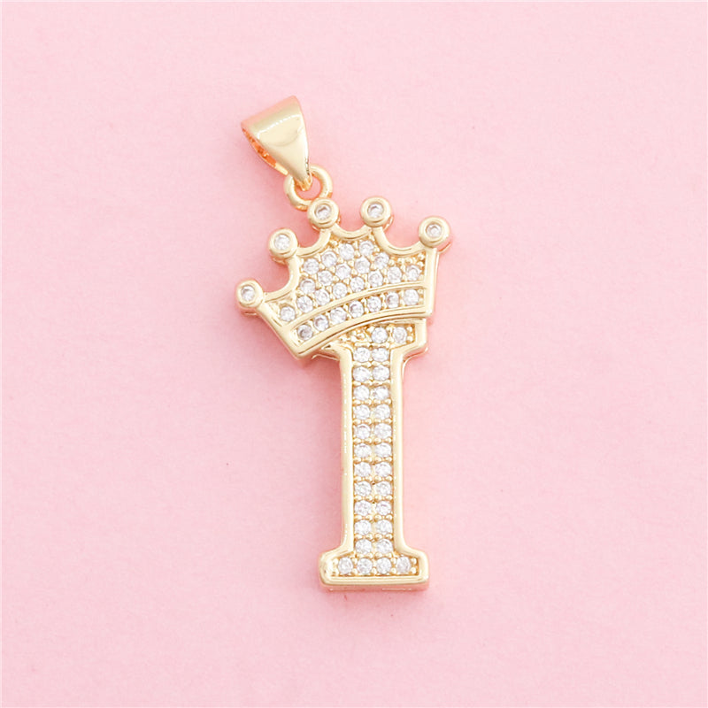 Acessórios de pingentes de amuletos de letra I de latão 13x28mm 10pcs