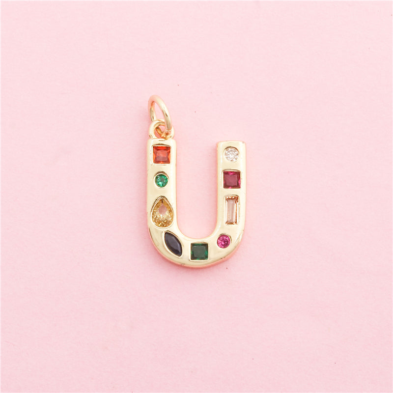 Acessórios para pingentes de amuletos de letra U de latão 14x20mm 10 unidades