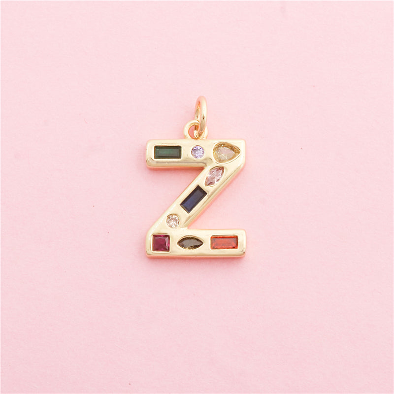 Acessórios de pingentes de amuletos de letra Z de latão 14x20mm 10 unidades