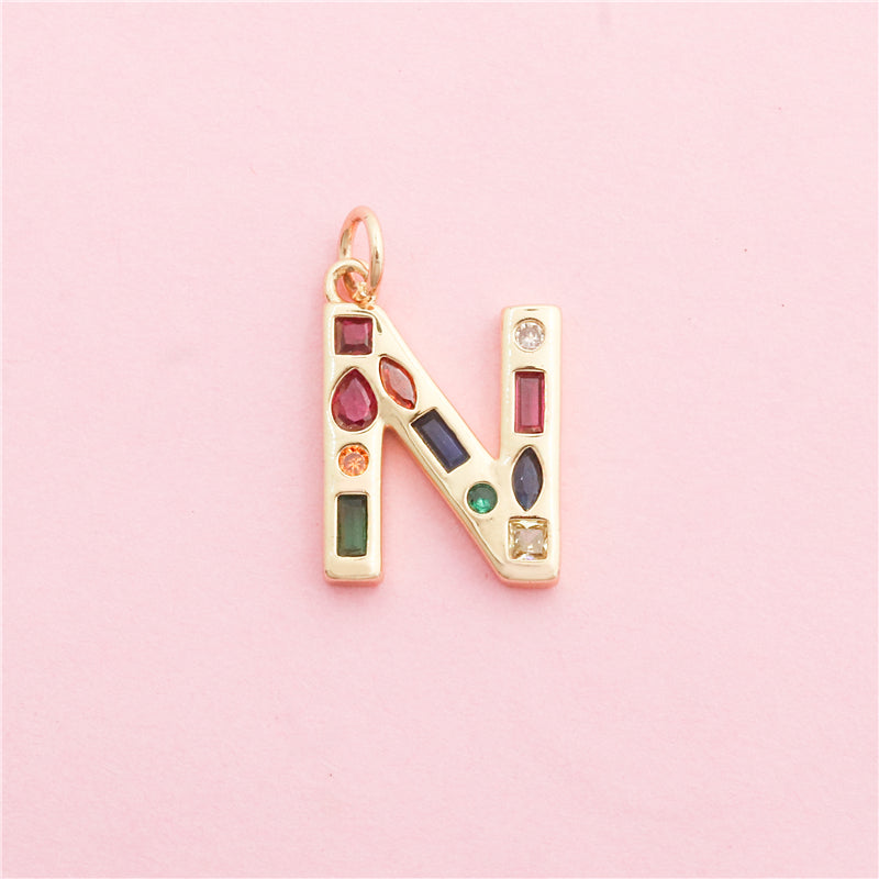 Brass Letter N Charms Pendants Accessories 15x20mm 10pcs