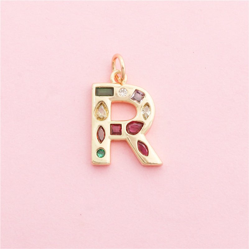 Acessórios de pingentes de amuletos de letra R de latão 15x20mm 10pcs