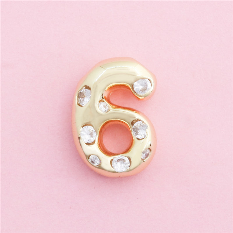 Brass Arabic Numerals 6 Charms Pendants Accessories 15x21mm 10pcs