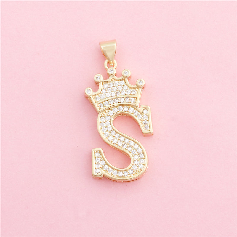 Acessórios de pingentes de amuletos de letra S de latão 15x29mm 10pcs