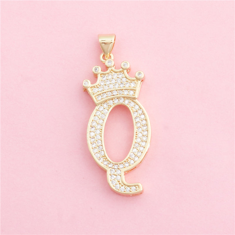 真鍮文字Qチャームペンダントアクセサリー15x34mm 10個