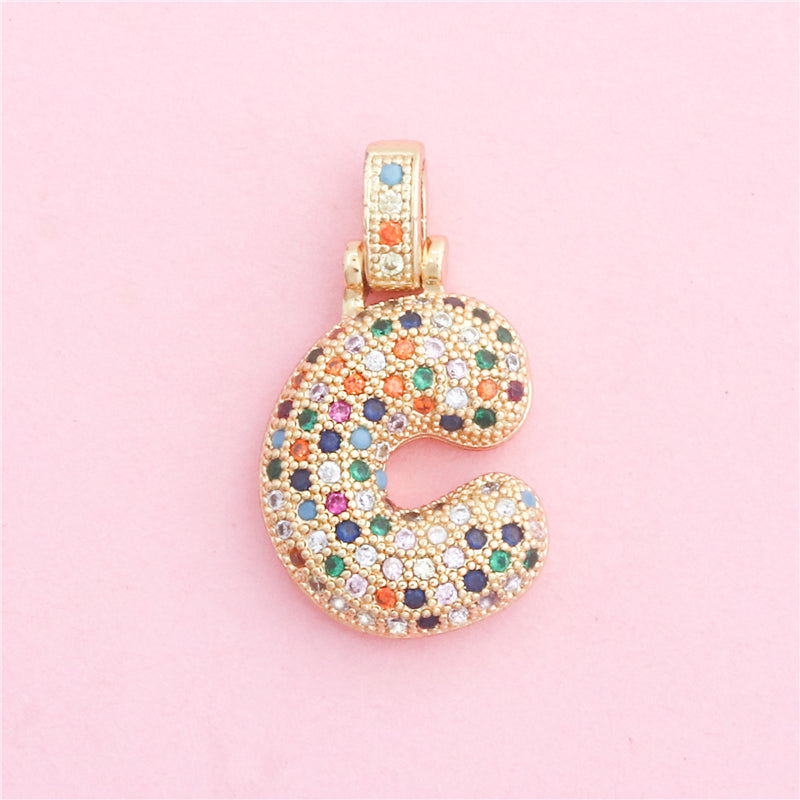 Ciondoli in ottone con lettera C, accessori 16x28mm, 10 pezzi