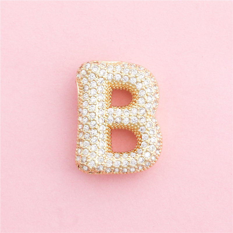 真鍮文字Bチャームペンダントアクセサリー17x23mm 10個