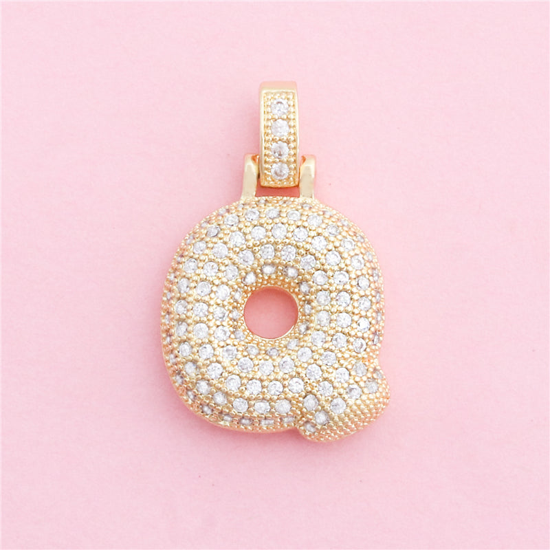 Ciondoli in ottone con lettera Q, accessori 18x29mm, 10 pezzi