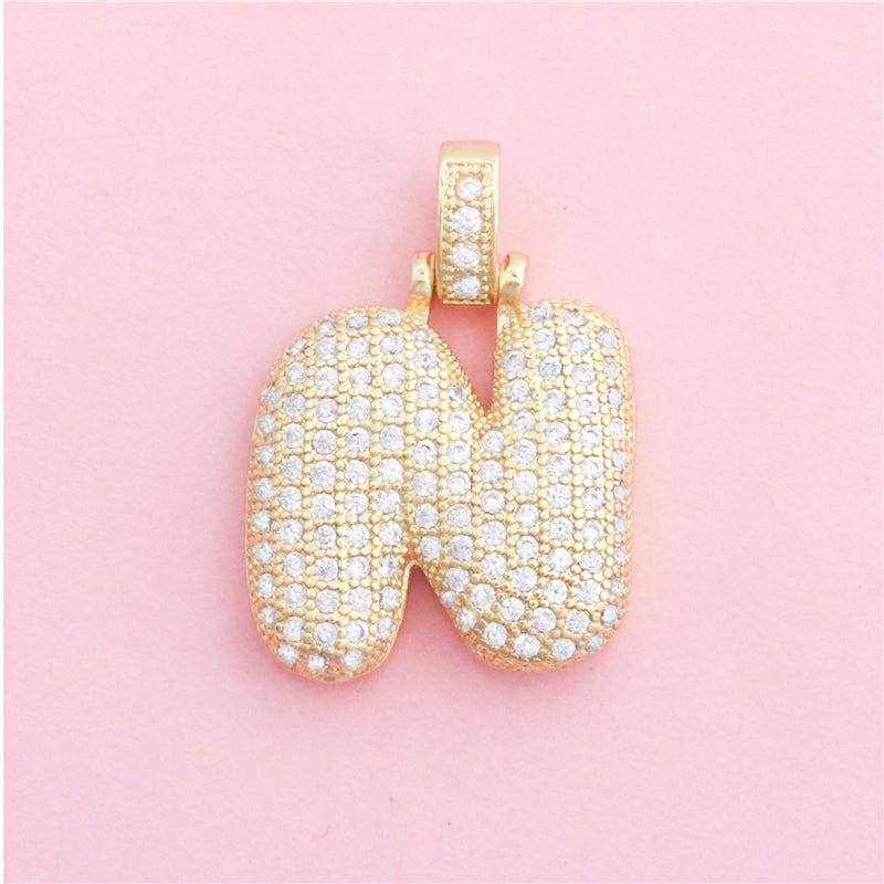 Ciondoli in ottone con lettera N, accessori 20x28mm, 10 pezzi