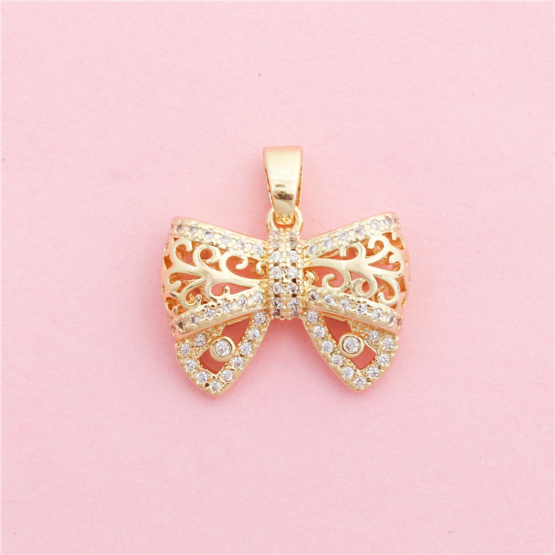 Ciondoli a forma di papillon in ottone, accessori 21x16mm, 10 pezzi