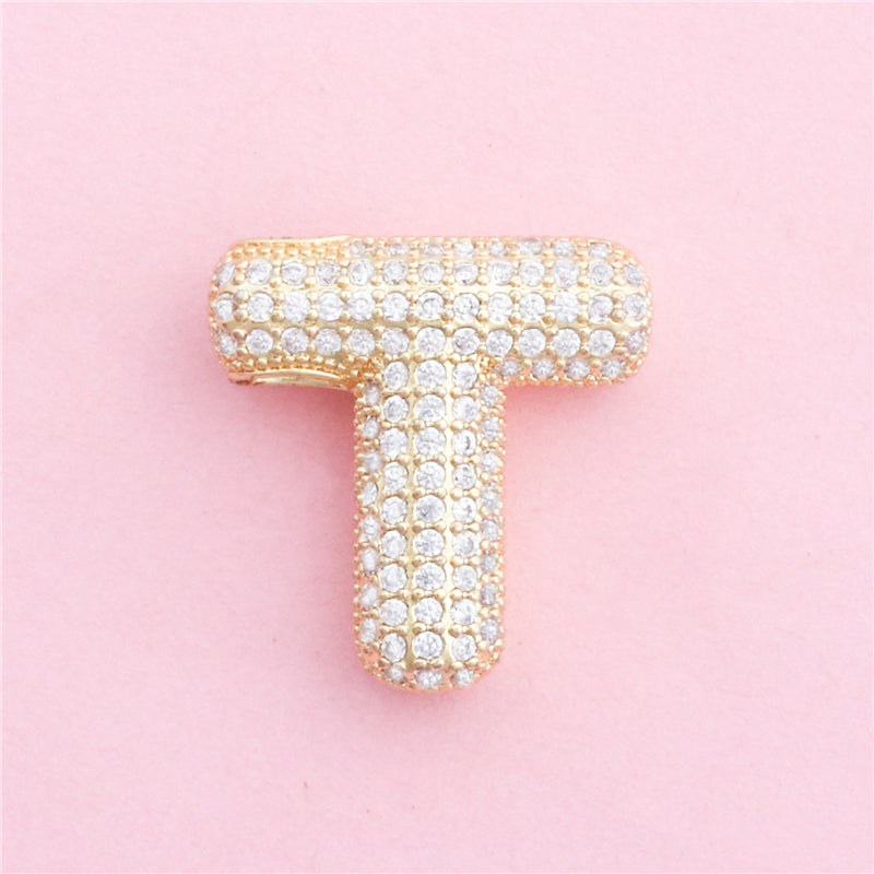 Dijes de latón con forma de letra T, accesorios para colgantes, 21 x 22 mm, 10 unidades