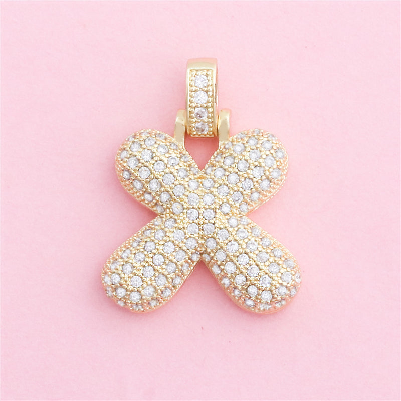 Acessórios de pingentes de amuletos de letra X de latão 21x27mm 10pcs