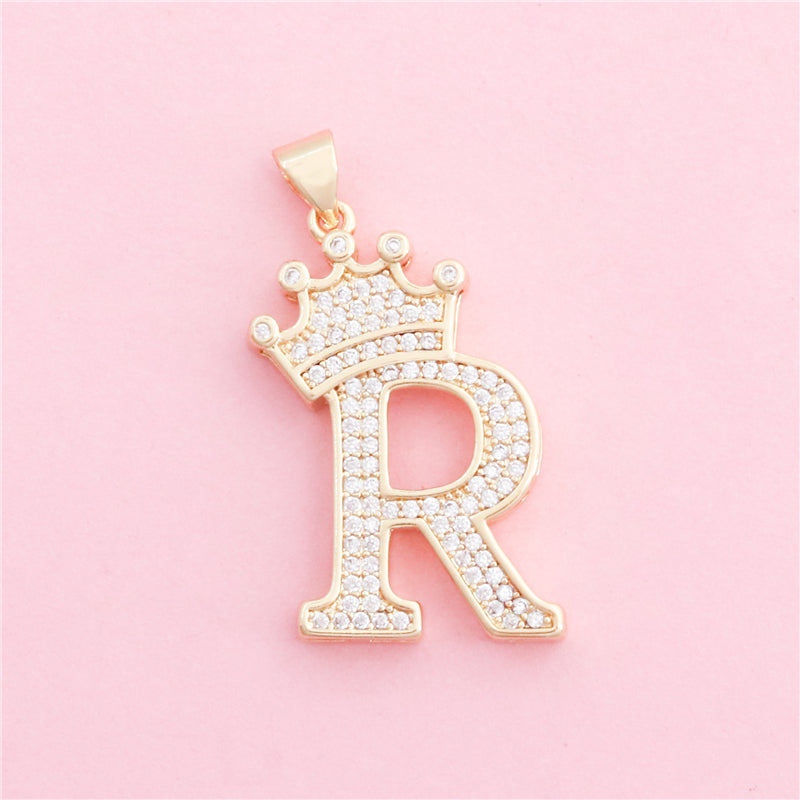 真鍮文字Rチャームペンダントアクセサリー18x28mm 10個