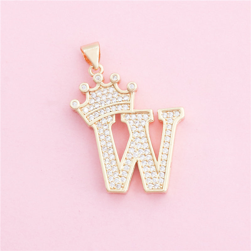Acessórios de pingentes de amuletos de letra W de latão 24x27mm 10pcs
