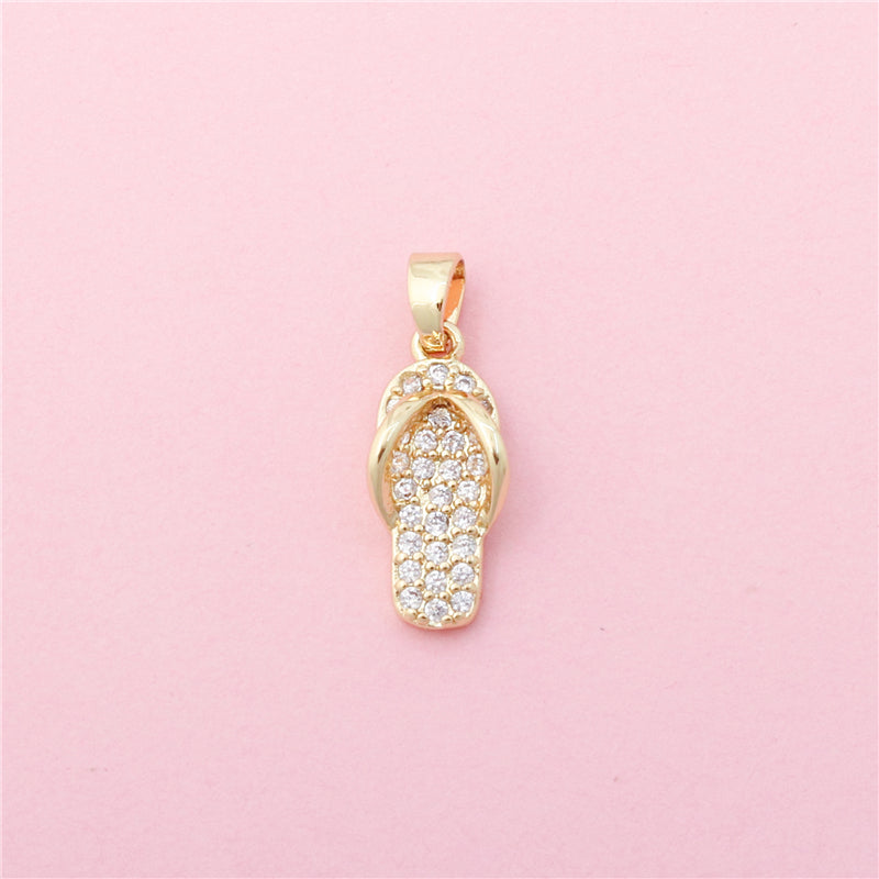 Messing-Charms, Anhänger, Zubehör, Slipper-Form, 7 x 16 mm, 10 Stück