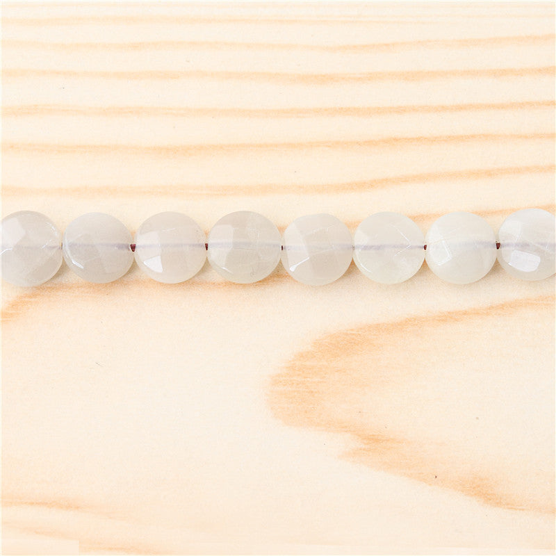 Natural Grey Moonstone A Beads Flat Round Faceted 10mm Hole 1mm about 39pcs 39cm strand