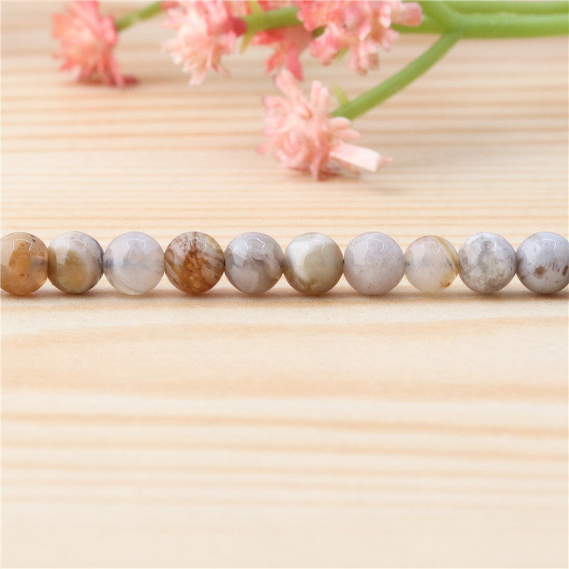 Natürliche Bambusblatt-Achatperlen, rund, 4 mm, Loch 0,8 mm, ca. 113 Stück, 39 cm Strang