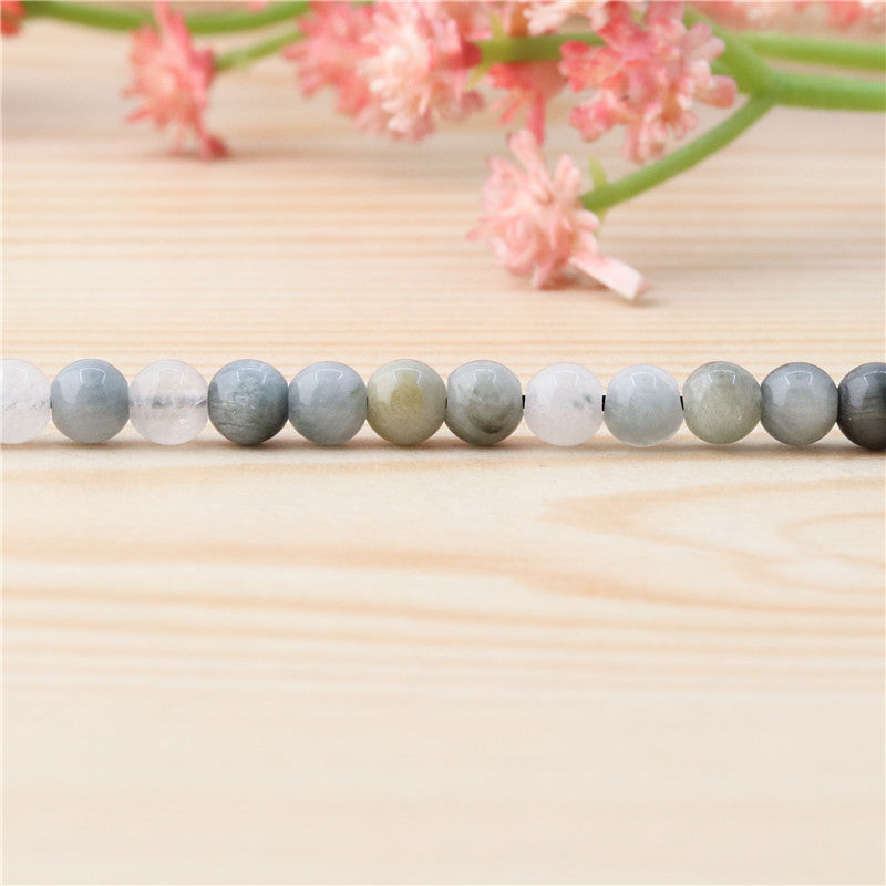 天然イーグルアイビーズ ラウンド形 4mm 穴長径 0.8mm 約113個 39cm 連