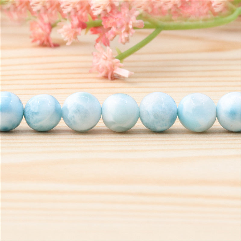 Natural Larimar A Beads Round 8mm Hole 1mm about 50pcs 39cm strand