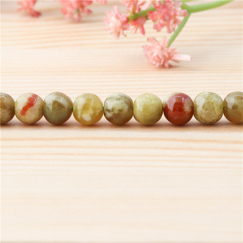 Contas de pedra de dragão verde natural redondas 8mm furo 1mm cerca de 50 peças 39cm fio