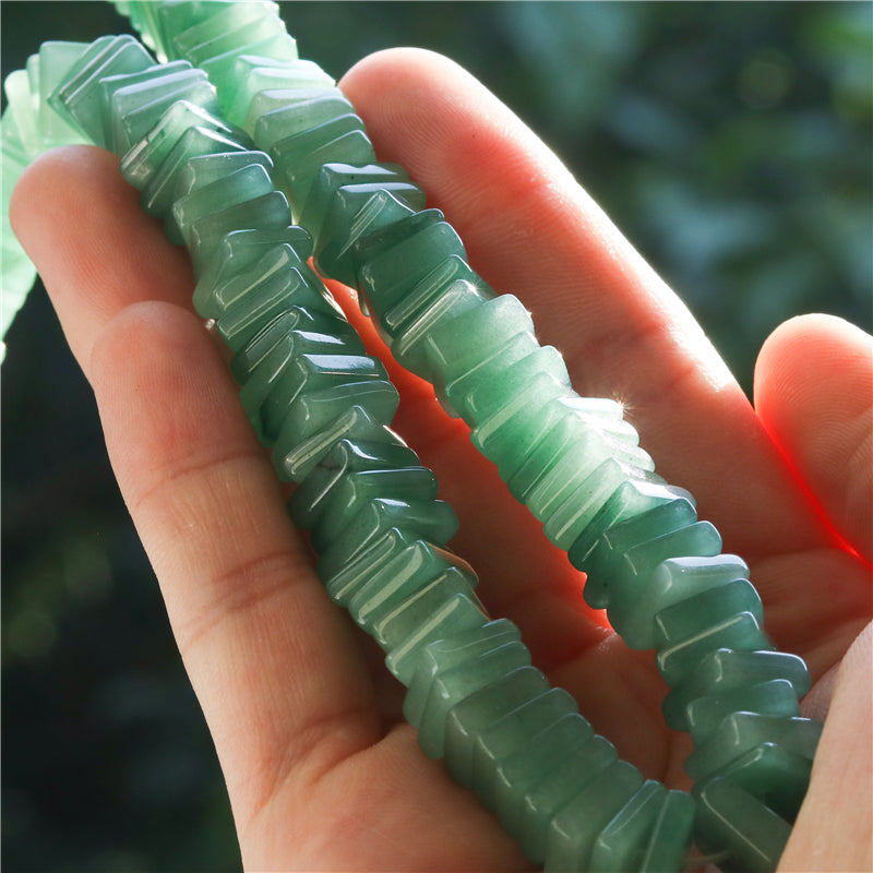 Natural Green Aventurine Beads Square Slice Spacer 3x10mm Hole 1.2mm about 119pcs 39cm strand