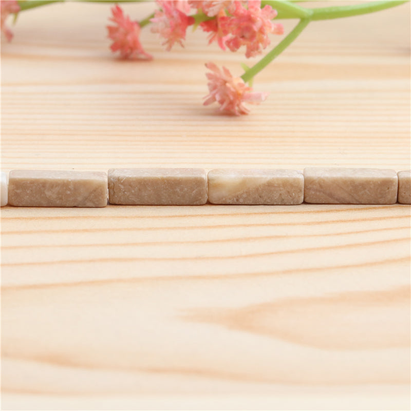 Cuentas de fósiles de río naturales Rectángulo 4x13 mm Agujero 0.8 mm Sobre 29pieza 39 cm tira