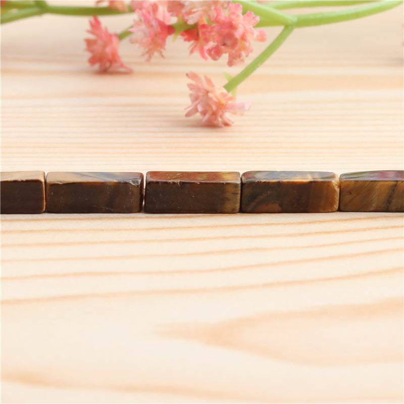 Cuentas de ojo de tigre amarillo natural, rectángulo, 4x13 mm, agujero 0,8 mm, Sobre 29 piezas, 39 cm de tira