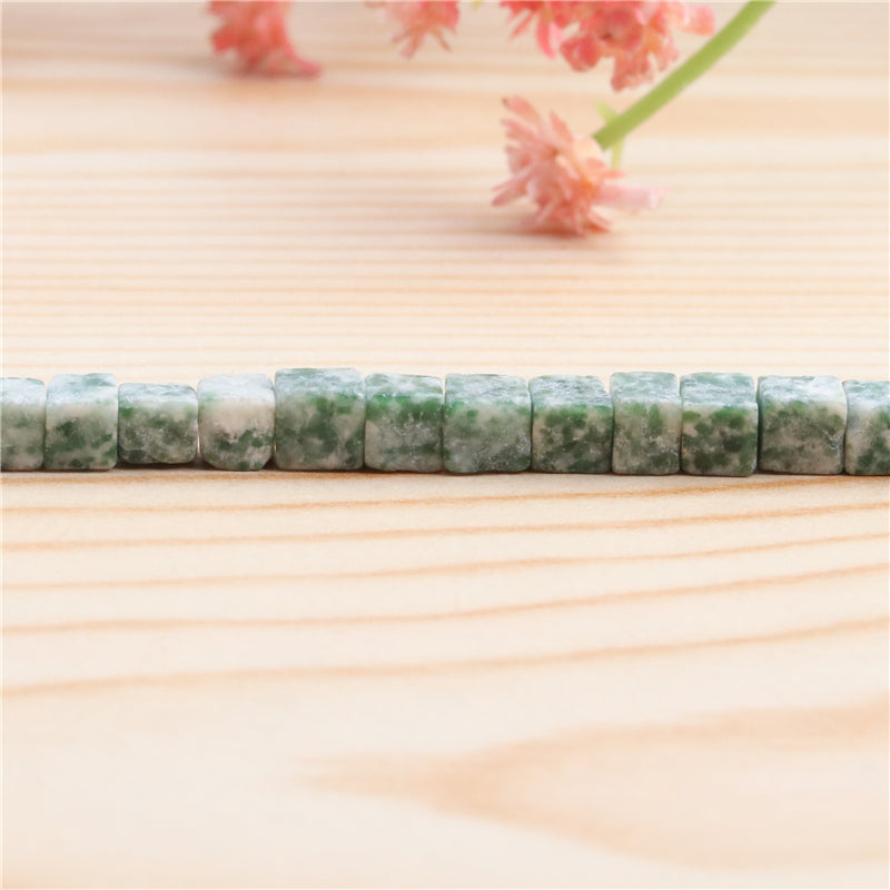 Натуральная зеленая пятнистая яшма Бусины кубик 4мм отв. 0.8мм примерно 90шт длина 39см