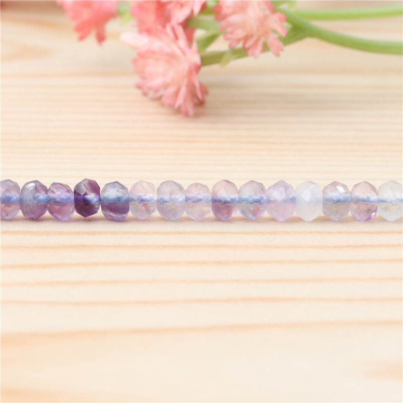 Perles Fluorite Naturelle Boulier Facette 2x3mm Trou 0.6mm Environ 179pcs Fil de 39cm