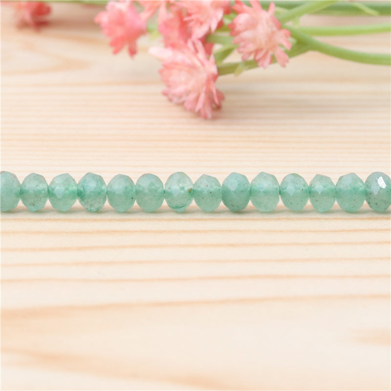 Perle di avventurina verde naturale Abaco sfaccettato 2x3 mm Foro 0,6 mm circa 179 pezzi da 39 cm di filo