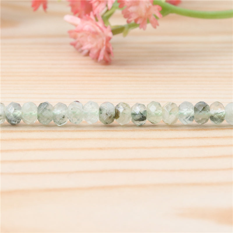 Perline naturali di prehnite B Abaco sfaccettato 3x4 mm Foro 0,6 mm circa 136 pezzi filo da 39 cm