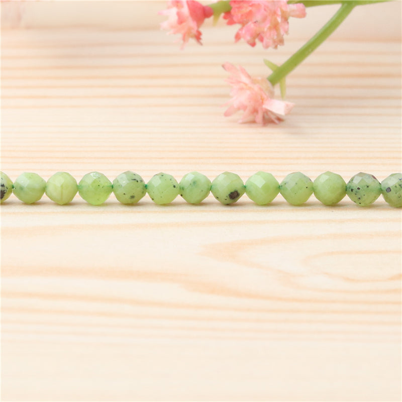 Natural Jade Beads Round Faceted 3mm Hole 0.5mm about 127pcs 39cm strand