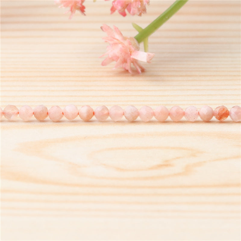 Contas de pedra-do-sol natural redondas facetadas 3mm furo 0,5mm cerca de 127pcs 39cm fio