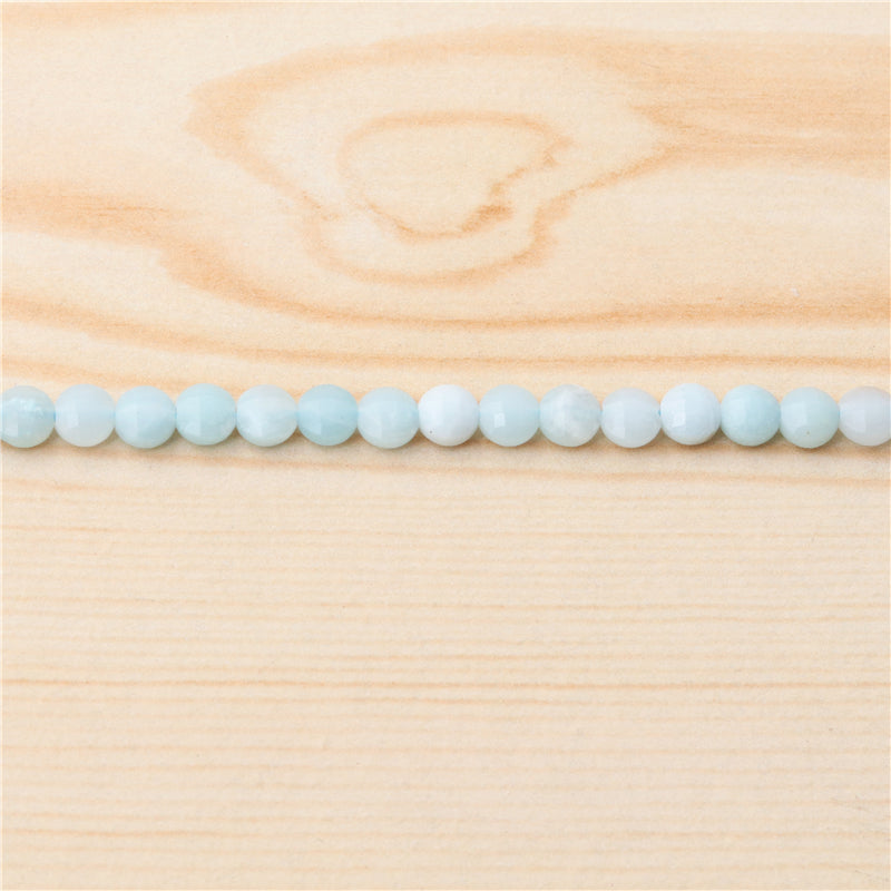 Cuentas de amazonita natural, plana, redonda, facetada, 4 mm, agujero 0,6 mm, Sobre 95 piezas, 39 cm, tira