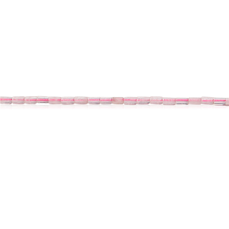 Perles Quartz Rose naturel Tube 2x4mm trou 0.8mm environ 97pcs 39cm sur fil