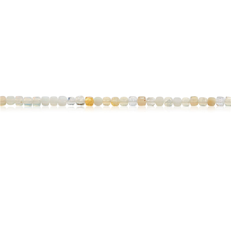 Cuentas de ópalo natural Cubo facetado 2,5 mm Agujero 0,7 mm Sobre 156pz 39cm tira