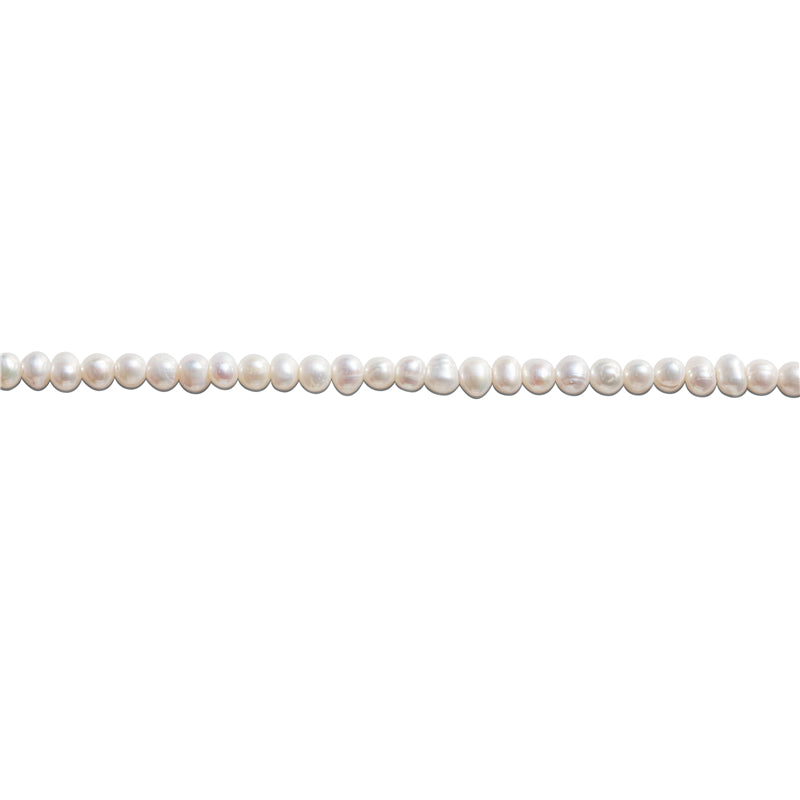 Бусины из натурального культивированного пресноводного жемчуга 4х5мм отв. 0.8мм примерно 90шт длина 39см
