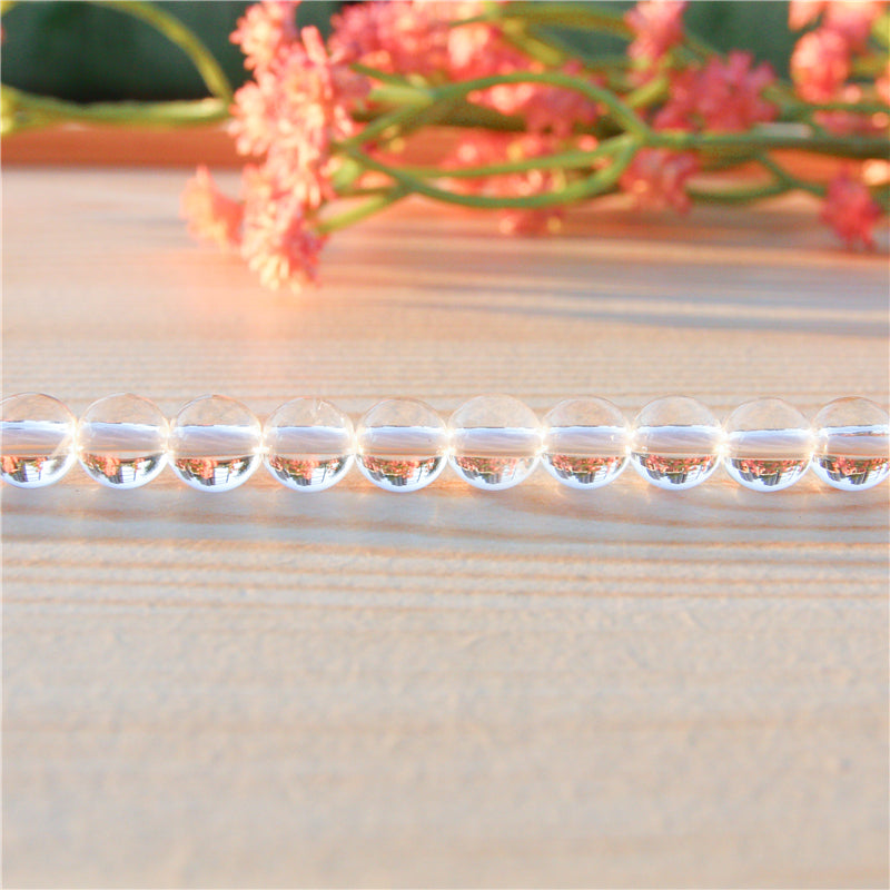 Contas de cristal de rocha natural redondas 8mm furo 1mm cerca de 50pcs 39cm fio