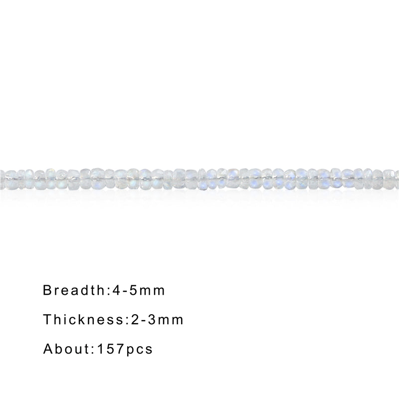 ナチュラル 7A ブルームーンストーンビーズそろばんファセット 2-3x4-5mm 穴 0.6mm 約 157 個 39cm ストランド