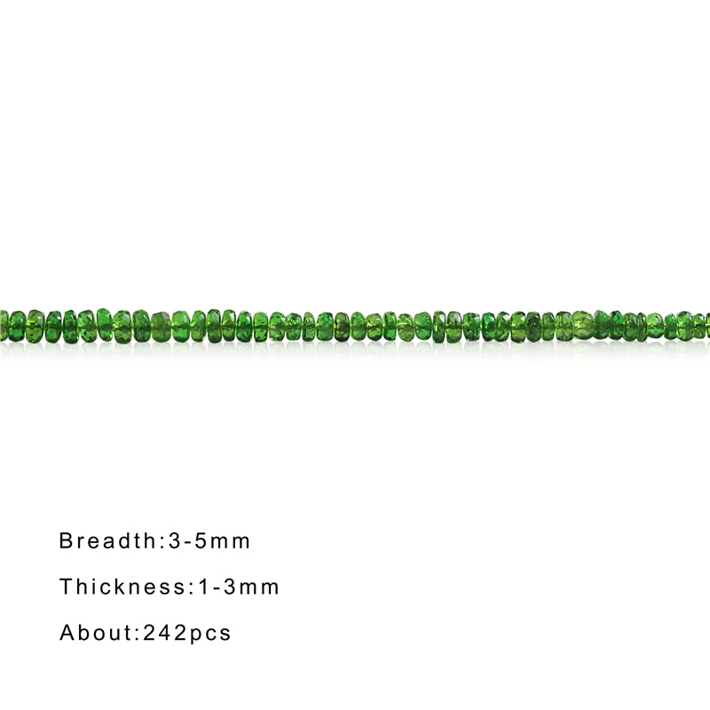 Perline di diopside naturale 7A Abaco sfaccettato 1-3x3-5mm Foro 0,6 mm circa 242 pezzi filo da 39 cm