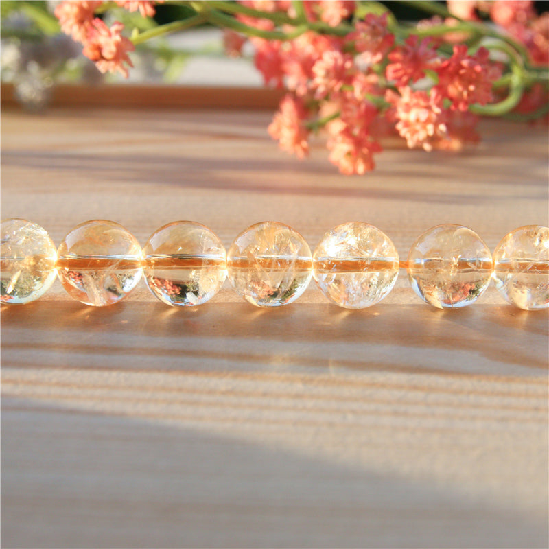 Perles Citrine jaune naturelle rondes 6mm trou 0.8mm environ 65pcs 39cm sur fil