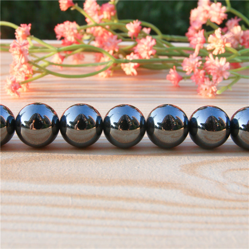 Perline di ematite naturale rotonde da 6 mm, foro da 0,8 mm, circa 65 pezzi di filo da 39 cm