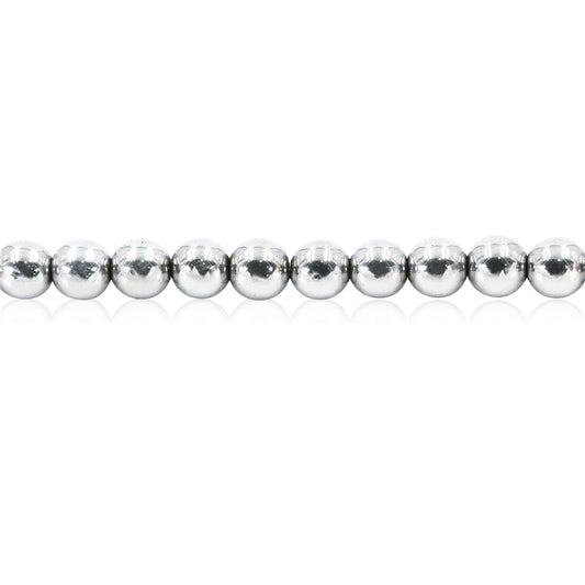 Natural Hematite Silver Beads Round 6mm Hole 0.8mm about 65pcs 39cm strand