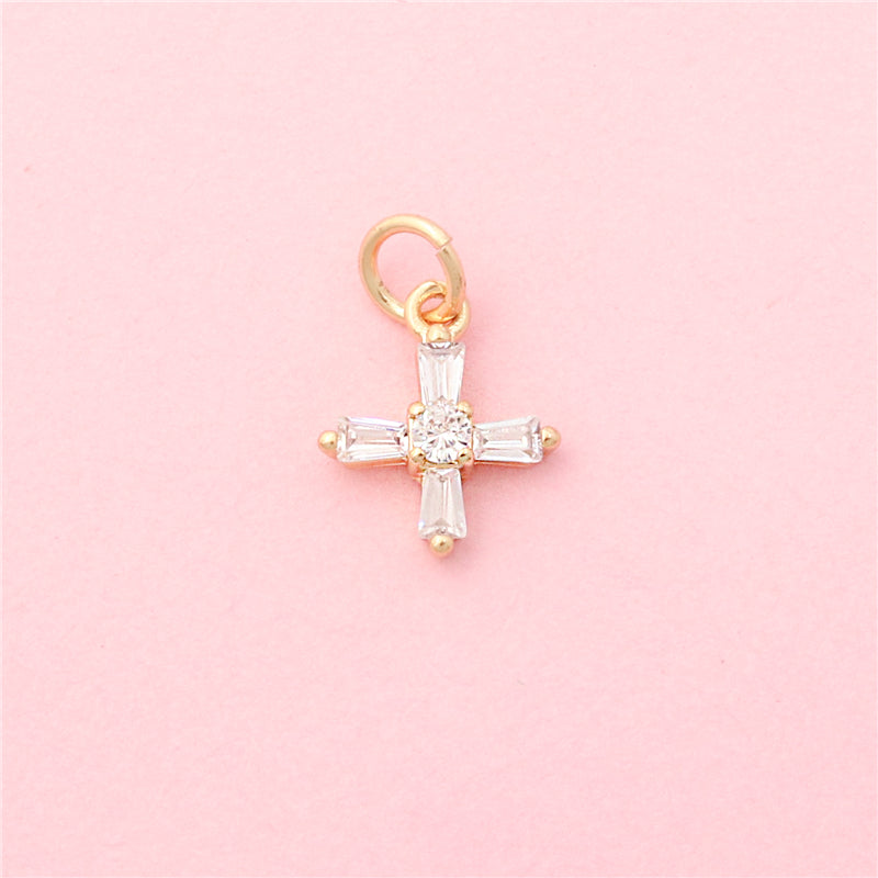 Brass Charms Pendants Accessories Cross Shape 10x12mm 10pcs