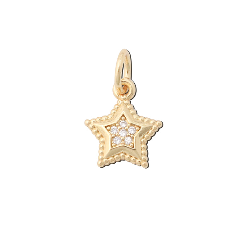 Acessórios de pingentes de amuletos de latão formato de estrela de cinco pontas 10x12mm 10pcs