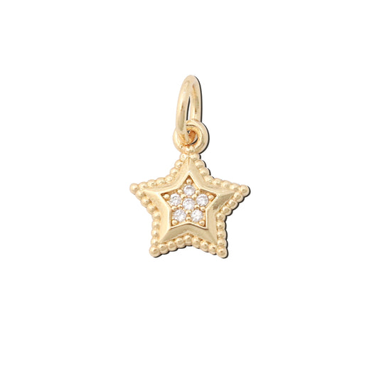 Accesorios colgantes de dijes de latón con forma de estrella de cinco puntas 10x12 mm 10 piezas