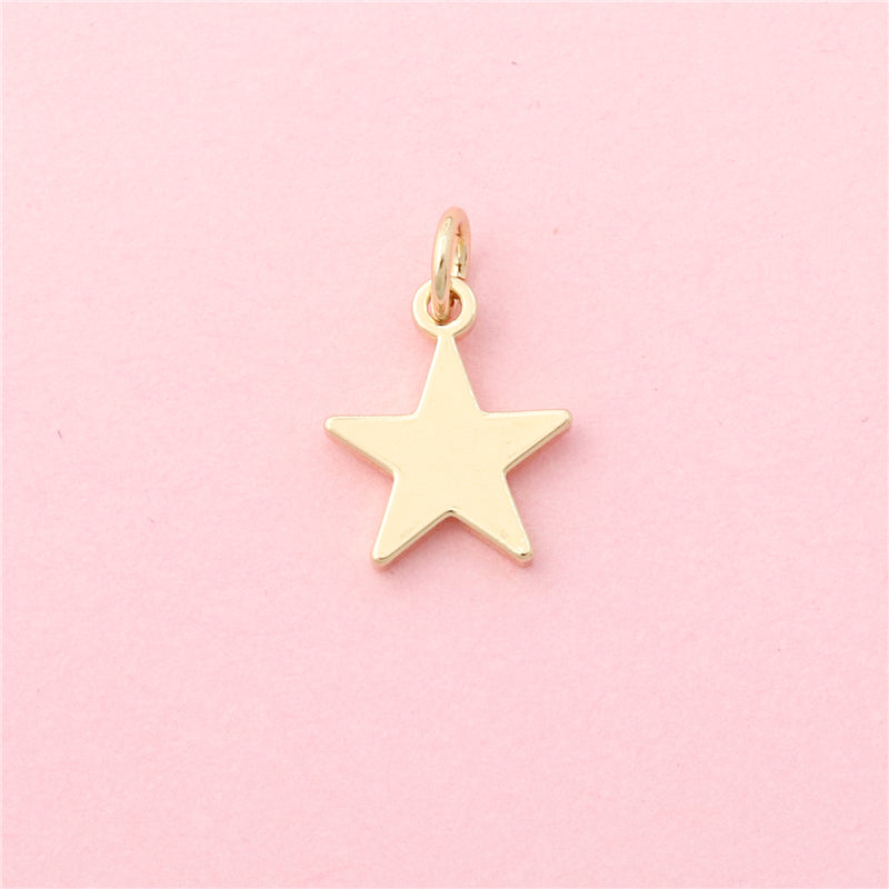 Brass Charms Pendants Accessories Five Pointed Star Shape 10x13mm 10pcs