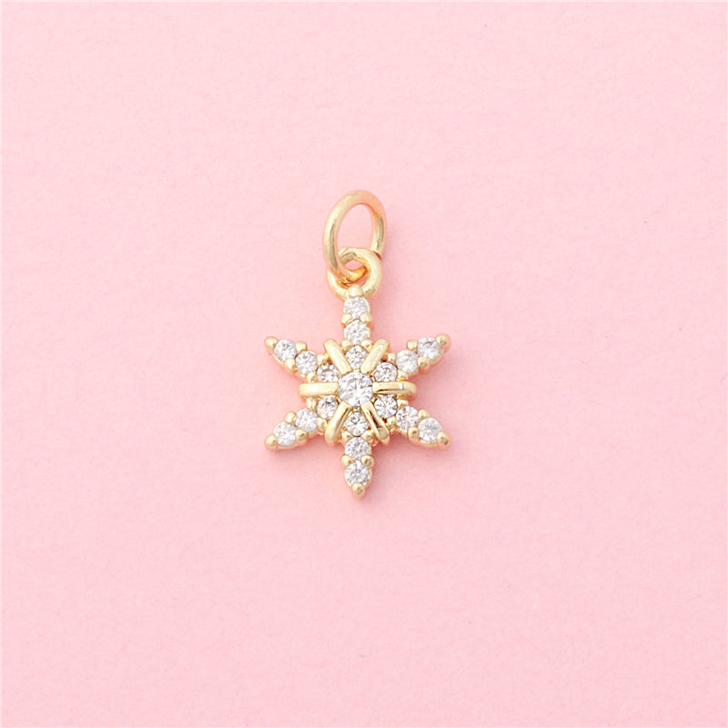 Brass Charms Pendants Accessories Snowflake Shape 10x14mm 10pcs